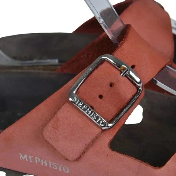 Mephisto Hester Cork Sandal Leather Adjustable Straps Red/Orange Size 37  US 7 - Picture 7 of 14